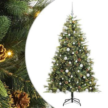 Árbol De Navidad Artificial Con Ramas Plegables Y Conos 180 Cm Vidaxl