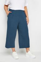 yours pantalones anchos capri azul marino con lino mujer curvy y tallas grandes yours