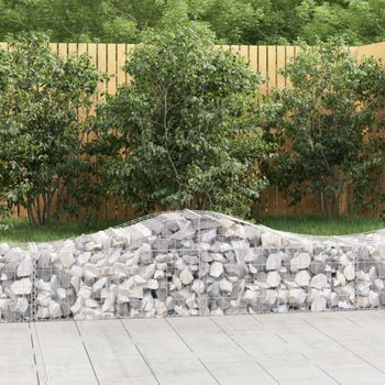 Cestas De Gaviones 5 Piezas | Gavión Para Piedras | Gavión Decorativo Forma De Arco Hierro 200x50x40/60 Cm Cfw244576