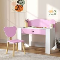 escritorio infantil con silla en forma de osito rosa aiyaplay