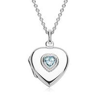 cadena de plata medallon en forma de corazon topacio azul