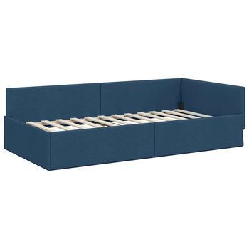 Estructura De Cama En Esquina Con Cabecera Azul 100 X 200 Cm
