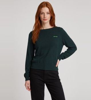 Bellerose para mujer. BW262917 K1008S Jersey Gerhi rayas verde, negro (M), Casual, Algodón, Manga larga