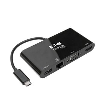 Adaptador USB-C Tripp Lite U444-06N-HV4GUB HDMI 4K, VGA, USB-A y Ethernet Gigabit, Negro