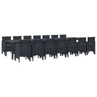 conjunto de comedor de jardin con cojines 15 pcs antracita pp vidaxl