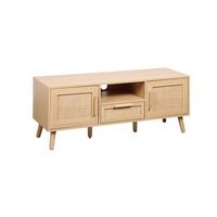 mueble tv ratan clare 2 puertas 1 cajon - color madera natural - homekit