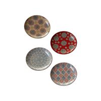 juego de 4 platos de ceramica multicolor