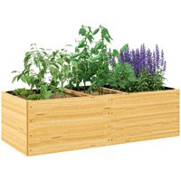 outsunny jardinera de madera con 3 zonas de cultivo y forro ideal para verduras hierbas y flores 140x60x40cm natural