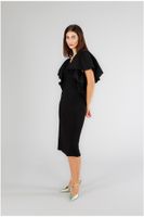 vestido bimateria con volantes en los hombros black xs