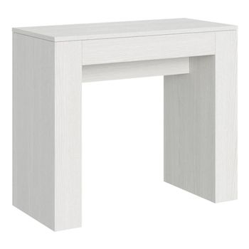 Consola extensible 90x42/302 cm efecto madera fresno blanco