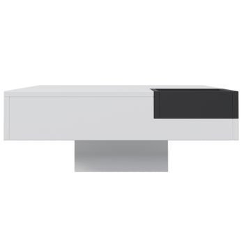 Mesa De Centro Cuadrada Con Caja De Almacenamiento Extraíble - Luces Led En La Parte Inferior - Blanco