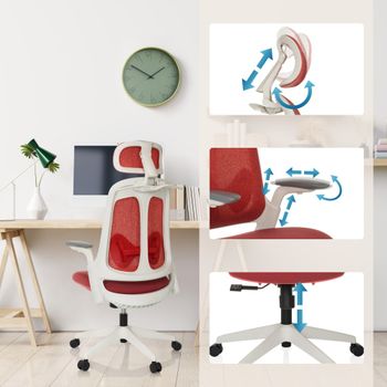Silla de oficina profesional tela / tejido de malla rojo