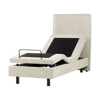 Cama Articulada Eléctrica Moderna Mando A Distancia Ajustable Tapicería De Tela Beige 80 X 200 Cm Castellan