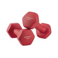 mancuernas hexagonales revestimiento de neopreno entrenamiento rojo  2 x 3 kg