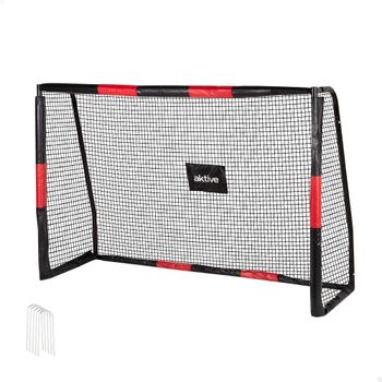 Aktive - Portería de fútbol de acero desmontable, portátil y fácil de montar, medidas 180x120x60 cm, con estructura resistente, red de poliéster y 5 piquetas para fijación en suelo, ideal para