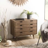 comoda nordica de madera de abeto marron con 4 cajones