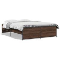 estructura cama madera ingenieria metal marron roble 120x190 cm
