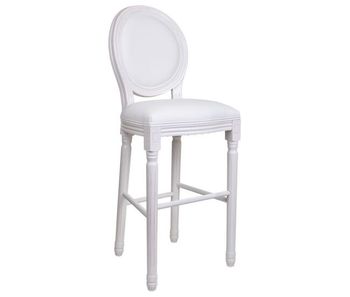 Taburete de madera blanco tapizado en piel sintetica de 52x46x116 cm