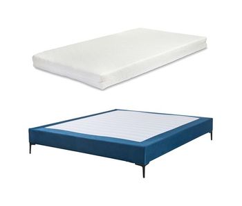 Cama doble lilla con colchón 180x200 cm terciopelo - azul [en.casa]