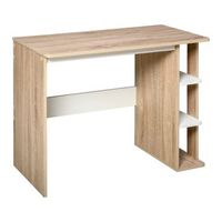 escritorio con estanteria de 3 niveles de aglomerado e1 100 x 44 x 74 cm r blanco y efecto roble