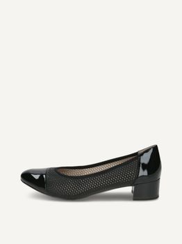 CAPRICE Pumps, black, made of Leather and textile with Block heel, Size 41