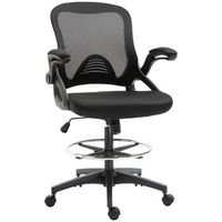 silla de oficina negra ergonomica asiento giratorio con reposapies reposabrazos abatibles acero y plastico