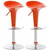 juego de 2 taburetes de bar de diseno en color naranja giratorios y regulables en altura tdb10032
