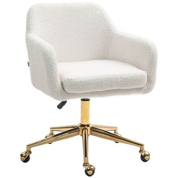 HOMCOM Silla de oficina silla de escritorio con ruedas altura ajustable asiento giratorio 360° 60x61x79-88 cm Crema   Aosom España