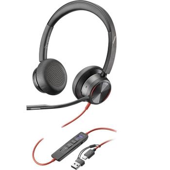 Auriculares Poly Blackwire 8225 con cable USB-C, cancelación de ruido activa, oficina, negros