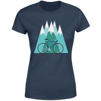 bike and mountains womens christmas t-shirt - navy - l