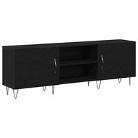 conjunto de mueble de tv  mueble de salon  gabinete de tv roble negro 150 x 30 x 50 cm