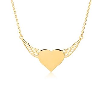 Cadena corazón alado de acero inoxidable chapado en oro