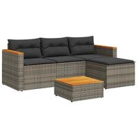 set de sofa de jardin 3 piezas  mueble de jardin y cojines ratan sintetico gris