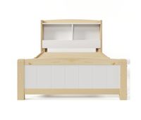 cama infantil de madera maciza con cabecero  somier - 90x200cm - natural y blanco