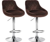 set de 2 taburetes lazio en terciopelo marron 49x46x83 cm