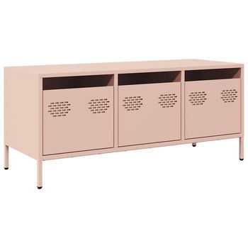 Mueble Para Tv | Mueble De Salón | Gabinete De Tv Acero Laminado En Frío Rosa 101,5x39x43,5 Cm