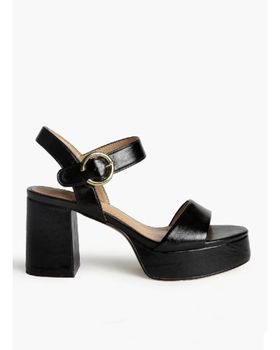 de KESLEM SANDALIAS KESLEM M5360B NEGRAS DE PLATAFORMA CON TACÓN CUADRADO NEGRO