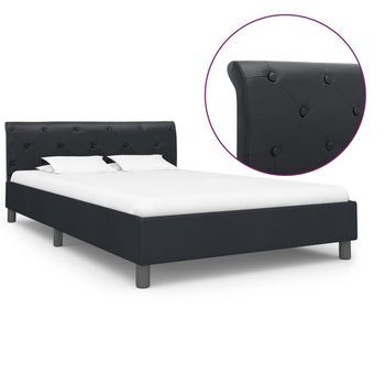 Estructura De Cama De Cuero Sintético Negro 120x200 Cm Vidaxl