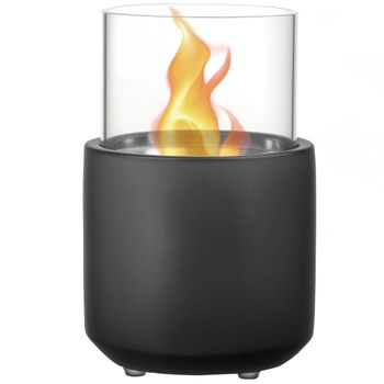 HOMCOM Chimenea Bioetanol Sobremesa Capacidad de 0,4L Combustión de 2,5h para Interior y Exterior 12x12x19cm Gris Oscuro   Aosom España