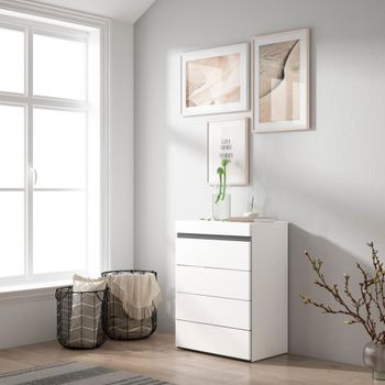 Cómoda efecto madera blanco y negro 57x35x75cm