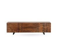 mueble tv de 2 puertas y 2 cajones en madera maciza de mango