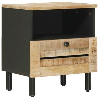 Mesita De Noche Natural 40 X 33 X 46 Cm Madera De Mango Maciza Vidaxl