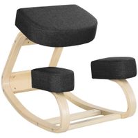 vinsetto silla ergonomica de rodillas con cojines acolchados marco de madera para una mejor postura oficina negro