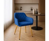 silla de comedor monett de terciopelo azul oscuro 61x53x83 cm