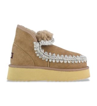 Mou para mujer. MU.FW681000A Botines de piel Mini Eskimo Platform taupe, marrón (40), 8 a 10cm, Ninguno, Casual