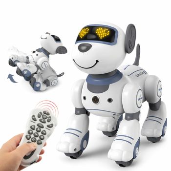 Juguetes de perro robot con control remoto para niños, perro robot inteligente programable y interactivo con función tác