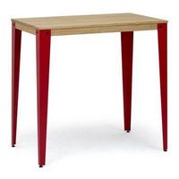mesa lunds alta 70x110x110cm rojo en madera maciza de pino acabado natural estilo nordico industrial box furniture