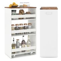 carro de almacenamiento estrecho de 4 niveles costway carrito auxiliar475x30x805blanco y marron