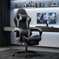 silla gaming ergonomica negra y blanca respaldo reclinable y reposapies retractil
