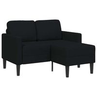 sofa de 2 plazas con chaise longue en forma l negra 125cm vidaxl